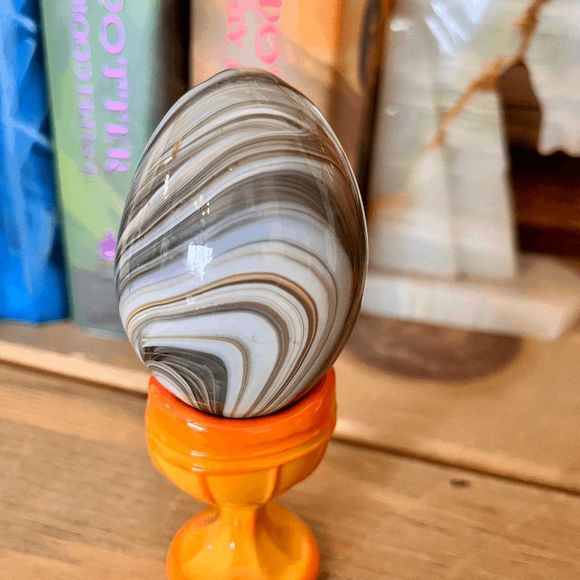 Vintage Hand Made Italy Venetian Glass Egg w/Sticker - Picture 5 of 6